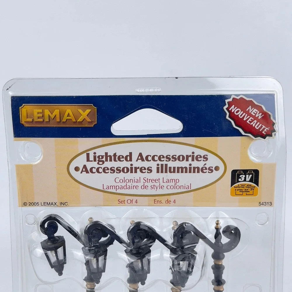Set of 4 Lemax 2005 Lighted Coventry‎ Accessories illumines 3V Colonial Street